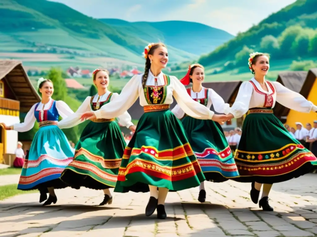 Vibrante Csárdás húngaro en un pueblo rústico