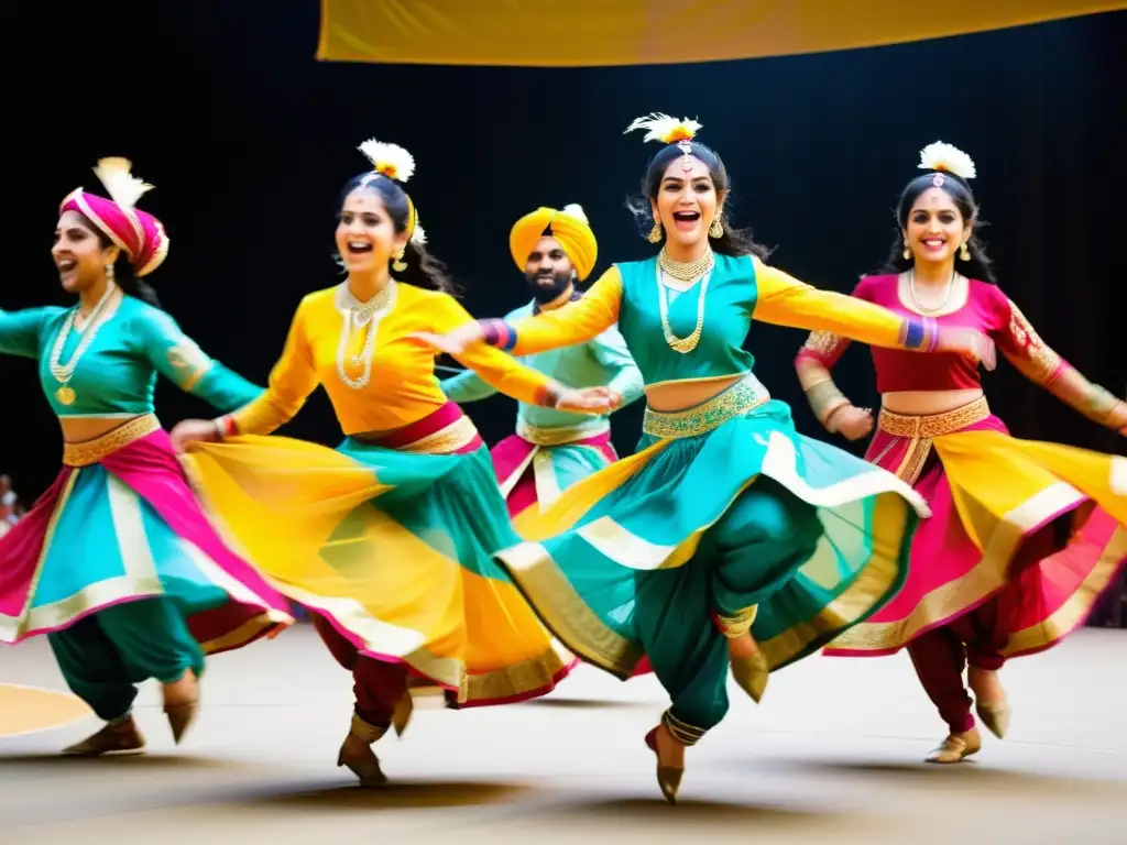 Vibrante danza Bhangra: tradición punjabi y energía capturada en coloridos trajes tradicionales y movimientos dinámicos