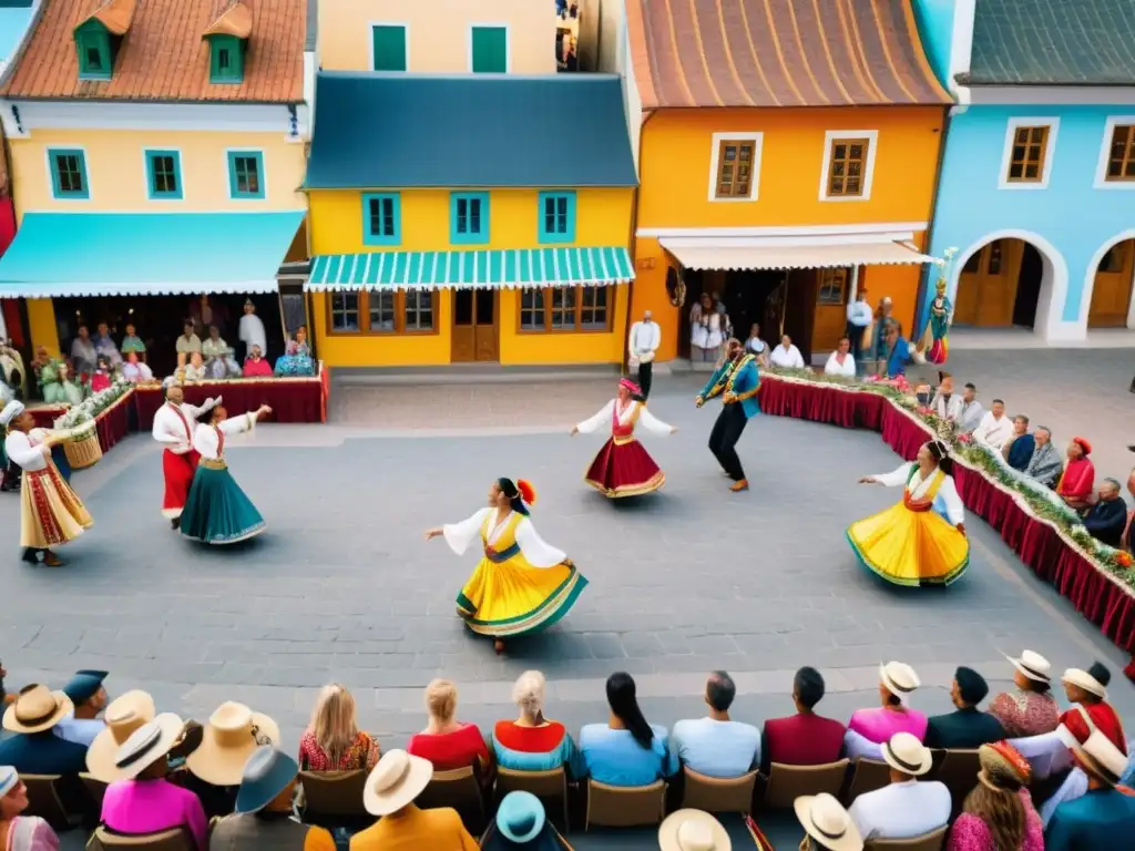 Vibrante danza folclórica en plaza tradicional