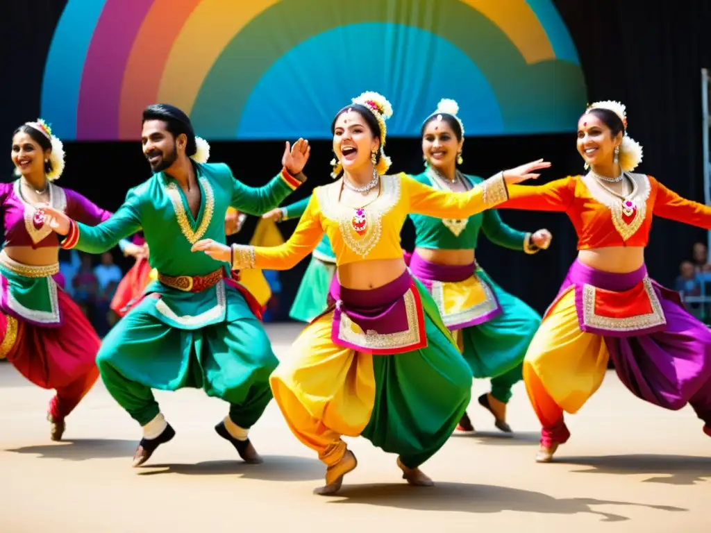 Vibrante danza Bhangra en el World Folkfest, celebrando su significado cultural con energía contagiosa