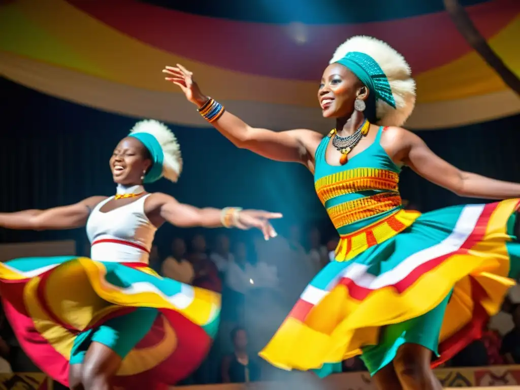 Vibrante danza Soukous tradicional africana: coloridos trajes, movimientos enérgicos y atmósfera llena de vida y pasión