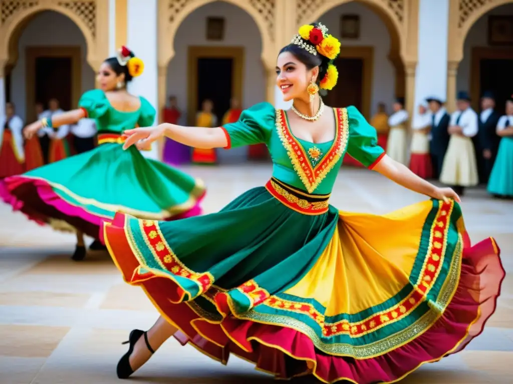 Vibrante danza tradicional Seises Andalucía: coloridos trajes, movimiento grácil y atmósfera cultural en la catedral histórica