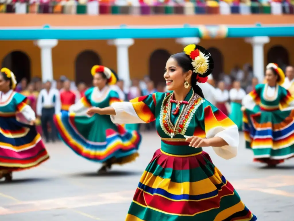 Vibrante danza tradicional en un mercado mexicano