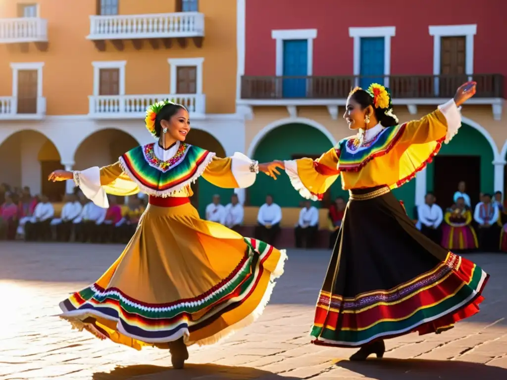 Vibrante danza tradicional mexicana al atardecer