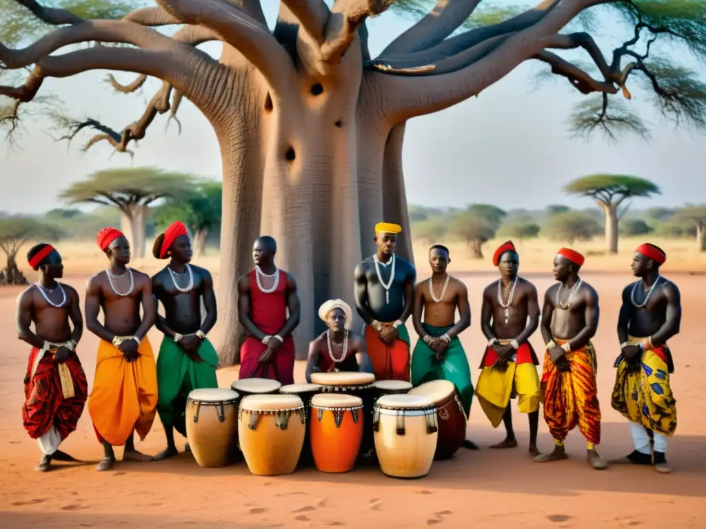 Vibrante encuentro de bailarines y músicos senegaleses bajo un baobab