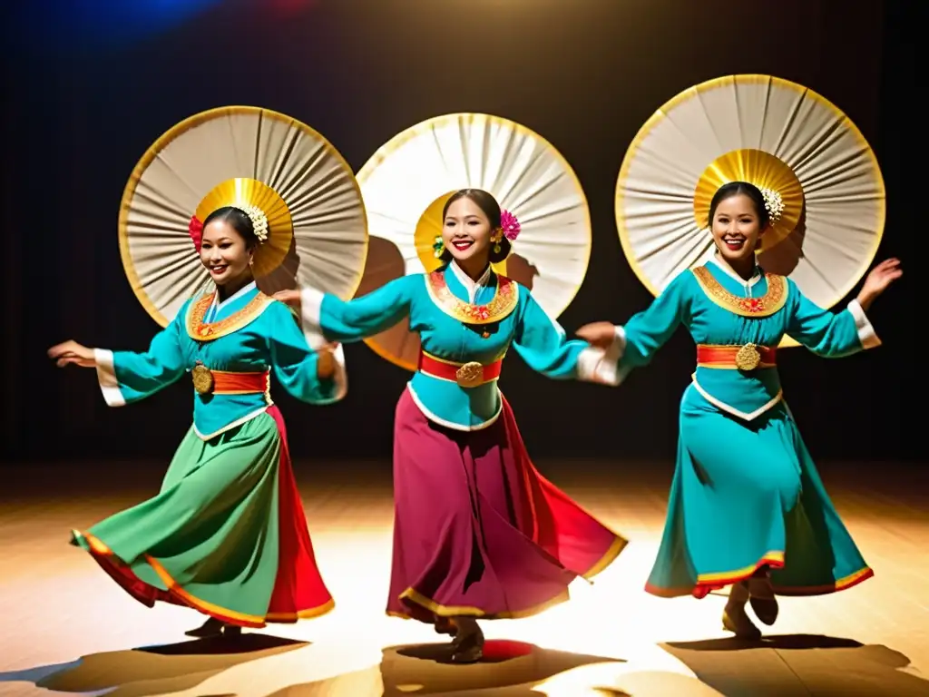 Vibrante ensamble de gong en danza folclórica filipina con elegancia y tradición