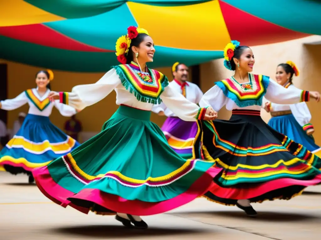 Un vibrante espectáculo de danza folclórica mexicana, con trajes coloridos y movimientos enérgicos