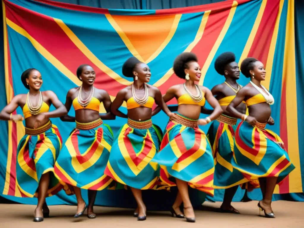 Un vibrante espectáculo de danza Ndombolo, reflejando la historia y evolución de Ndombolo en la rica herencia congoleña