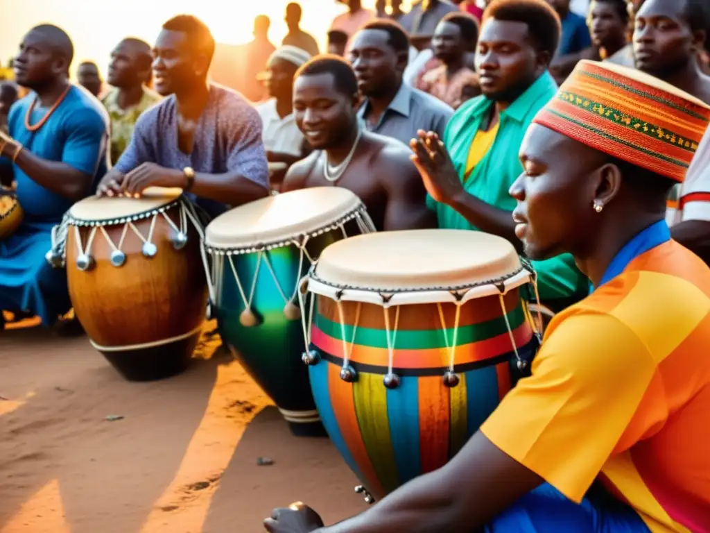 Un vibrante espectáculo de ritmos africanos Gumbé en Sierra Leona, con músicos apasionados y una multitud diversa