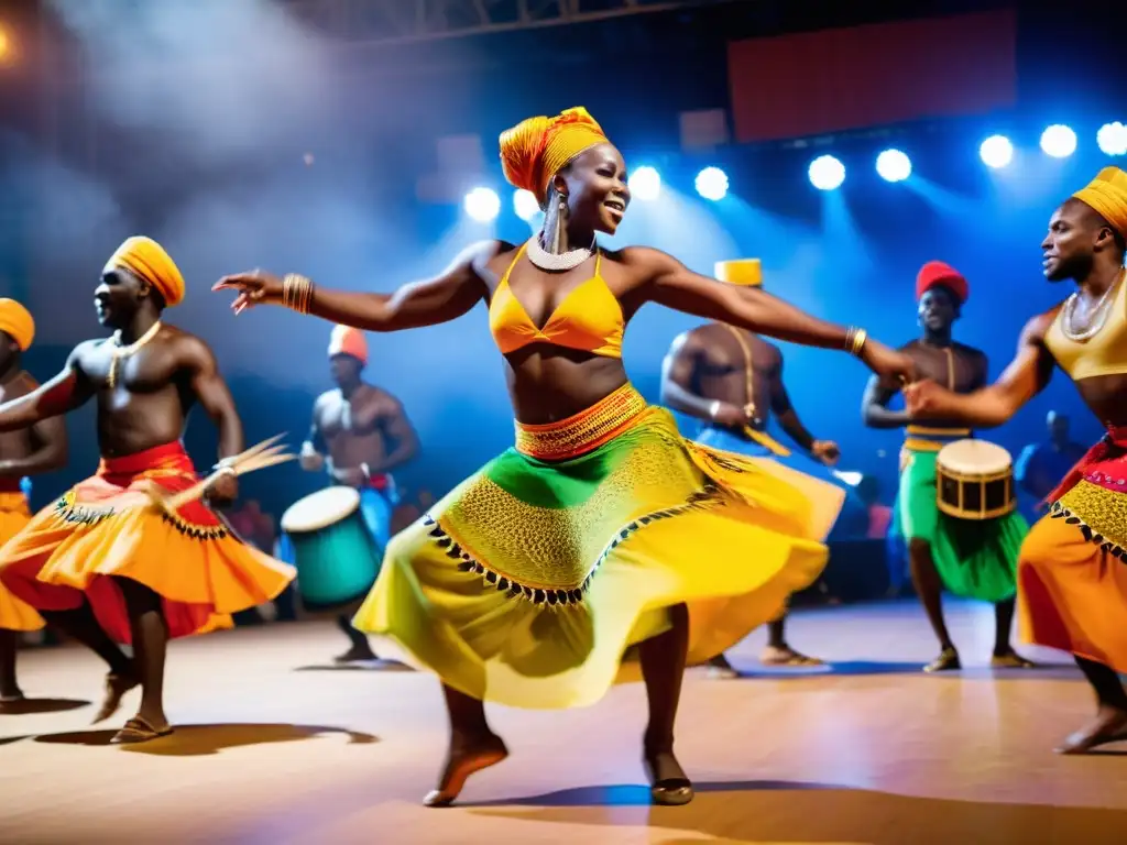 Vibrante evento de danzas tradicionales Senegal Sabar con coloridos trajes y energía cautivadora