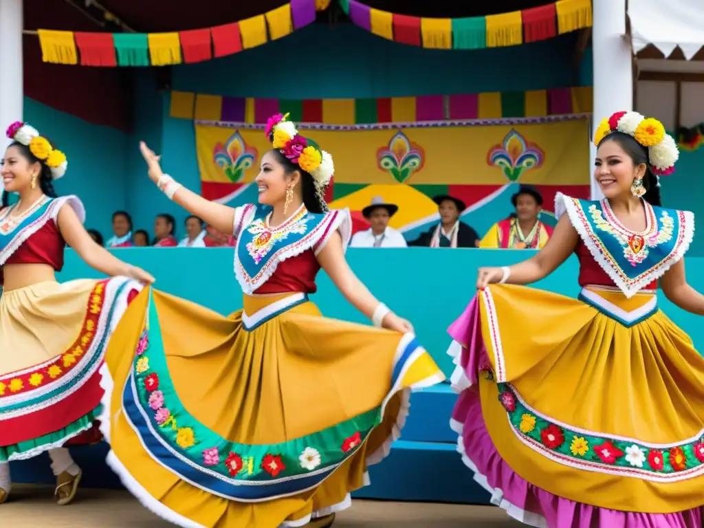 Vibrante imagen del Festival del Huapango en San Joaquín, México, con danzantes, música y alegría bajo la cálida luz del atardecer