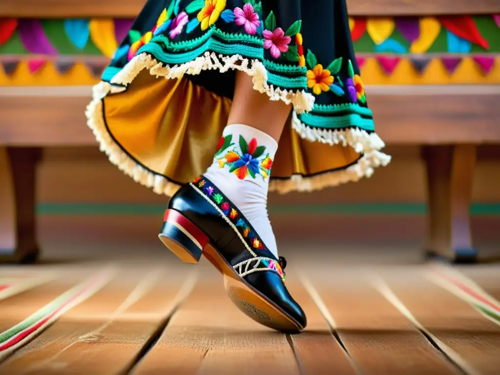 Los vibrantes movimientos de los pies de un bailarín zapateado folklórico capturan la energía y la pasión de esta danza tradicional mexicana