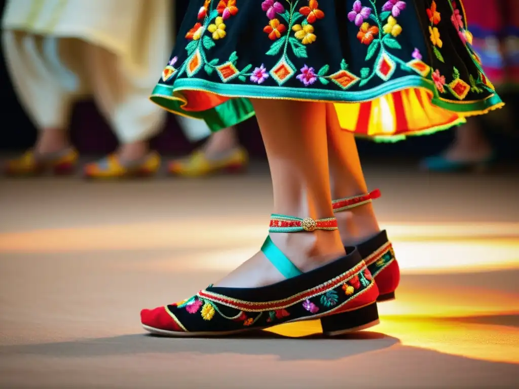 Los vibrantes movimientos de los pies del bailarín en escenario, dan vida a la tradición cultural en una cautivadora fotografía de alta resolución