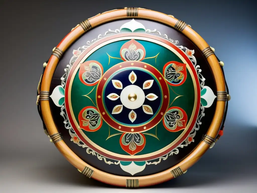 Janggu: Artesanía Tradicional Coreana Una visión detallada del tambor Janggu, reflejando la artesanía y colores vibrantes de la cultura coreana