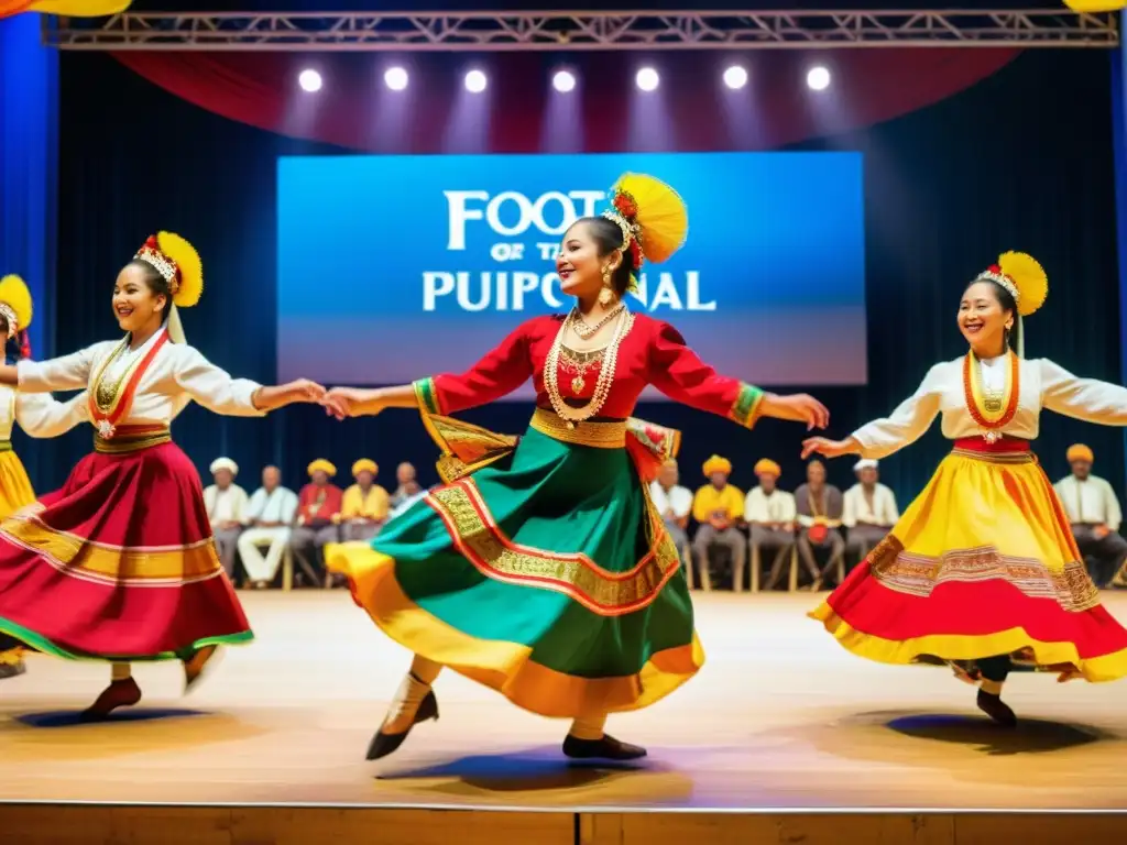 Producción de música en vivo para danzas tradicionales: Baile tradicional lleno de energía y color, con músicos apasionados y vestuarios vibrantes